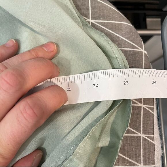 JJs House A-line V-Neck Chiffon Bridesmaid Dress Bell Sleeves Slit Sage 14/16 - Picture 7 of 11